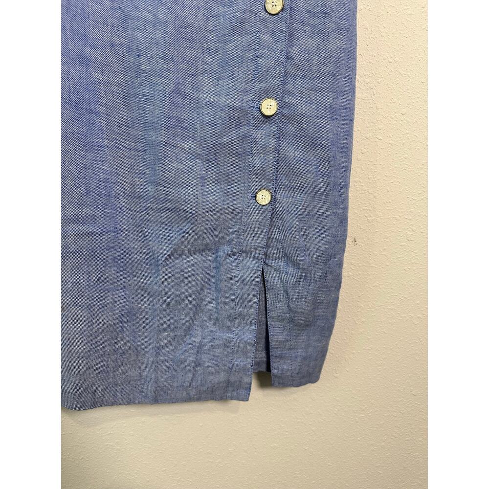 J. McLaughlin Leah Linen Blend Midi Dress Blue Size 10 - Picture 4 of 9